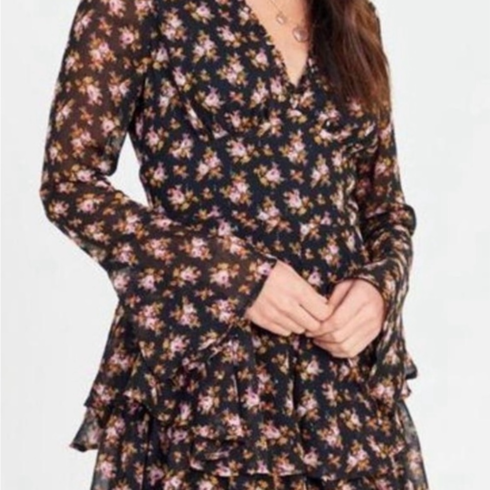 Y2K Altard State Dark Floral Glitter Long Sleeve Romper Whimsigoth Small 90’s